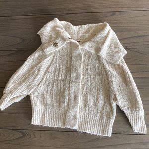Free People Cream Button up Sweater